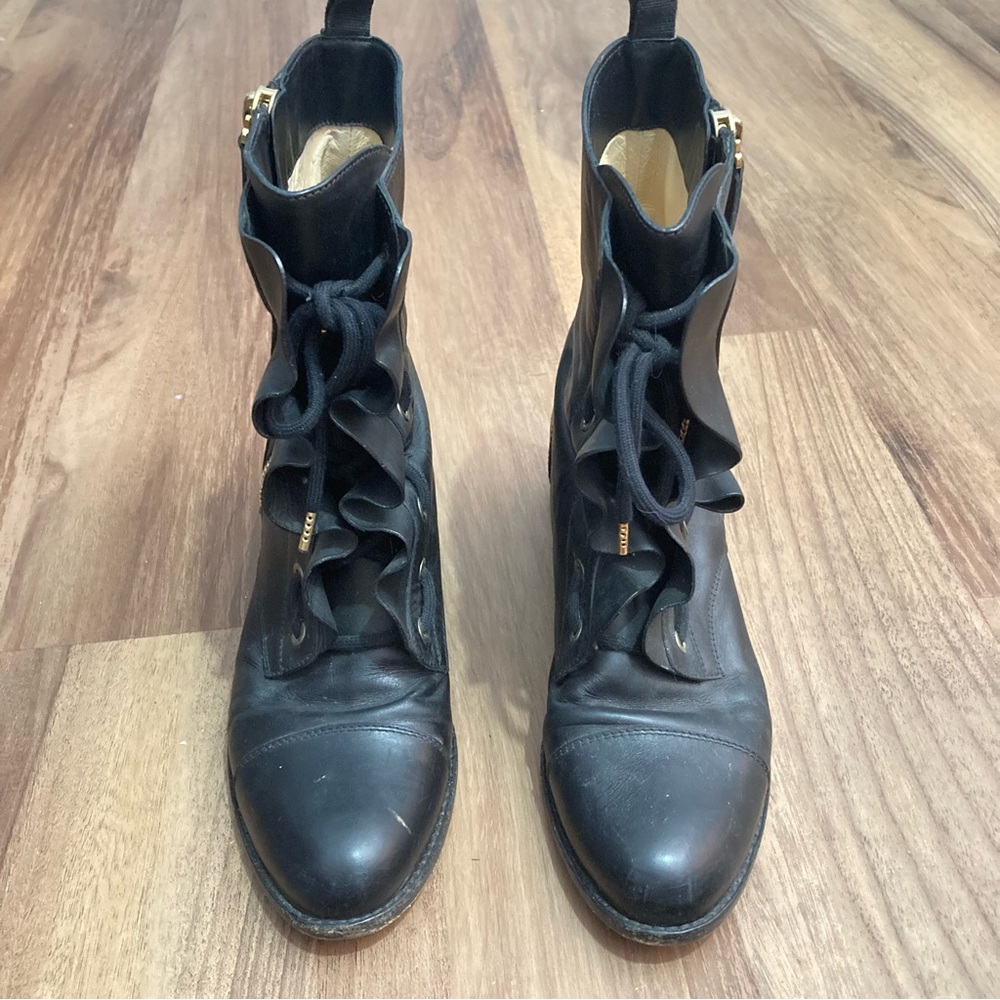 Authentic Valentino Garavani Ruffle Combat Boots Sz 39.5